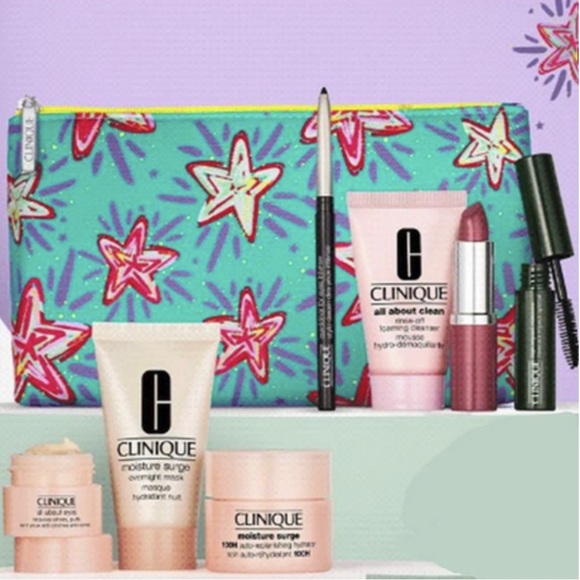 New Clinique Sealed 8 Piece Glowy Skin Kit All About Eyes / Moisture Surge - Picture 2 of 3